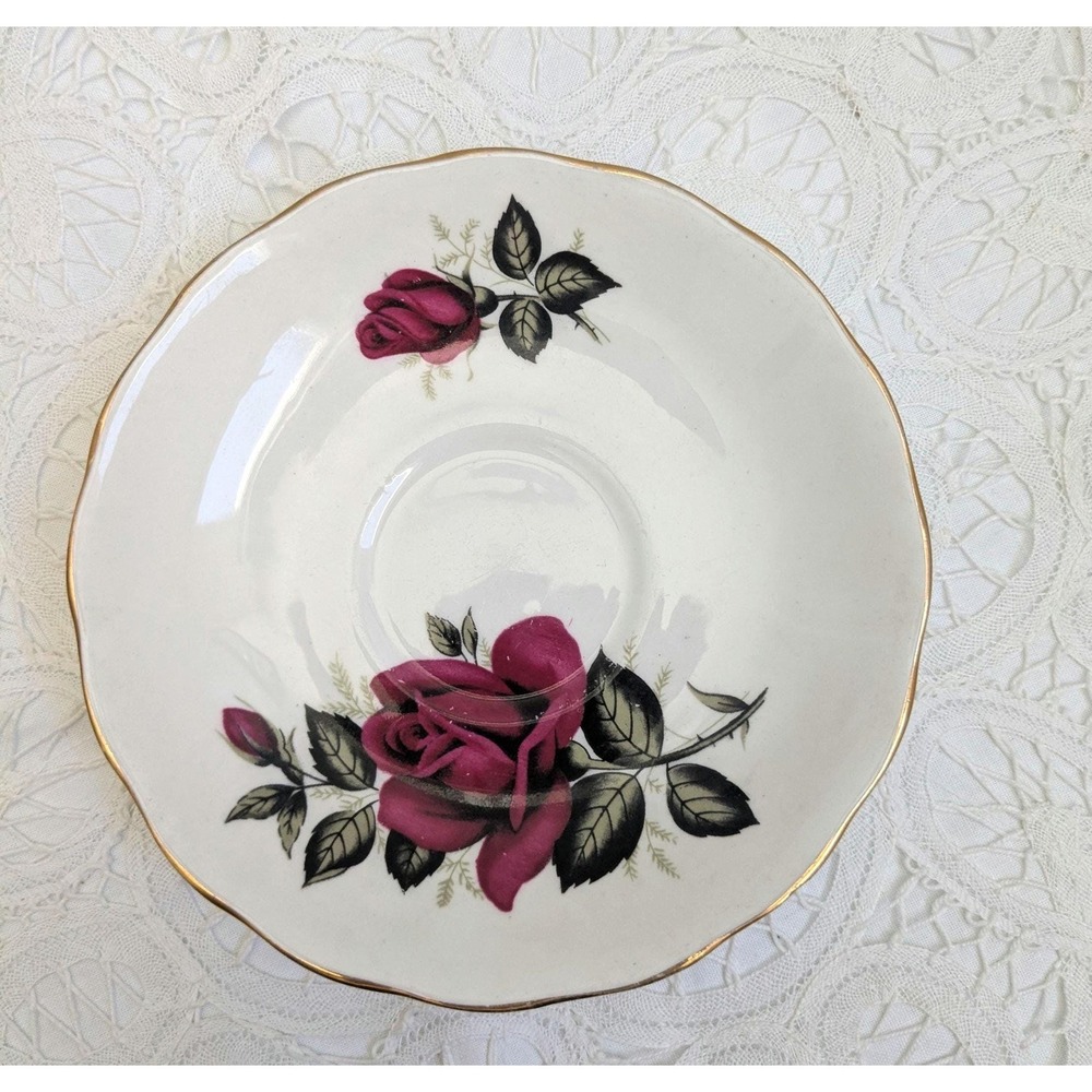Vintage Colclough Saucer Replacement, Bone China England Saucer, Red Rose Tea